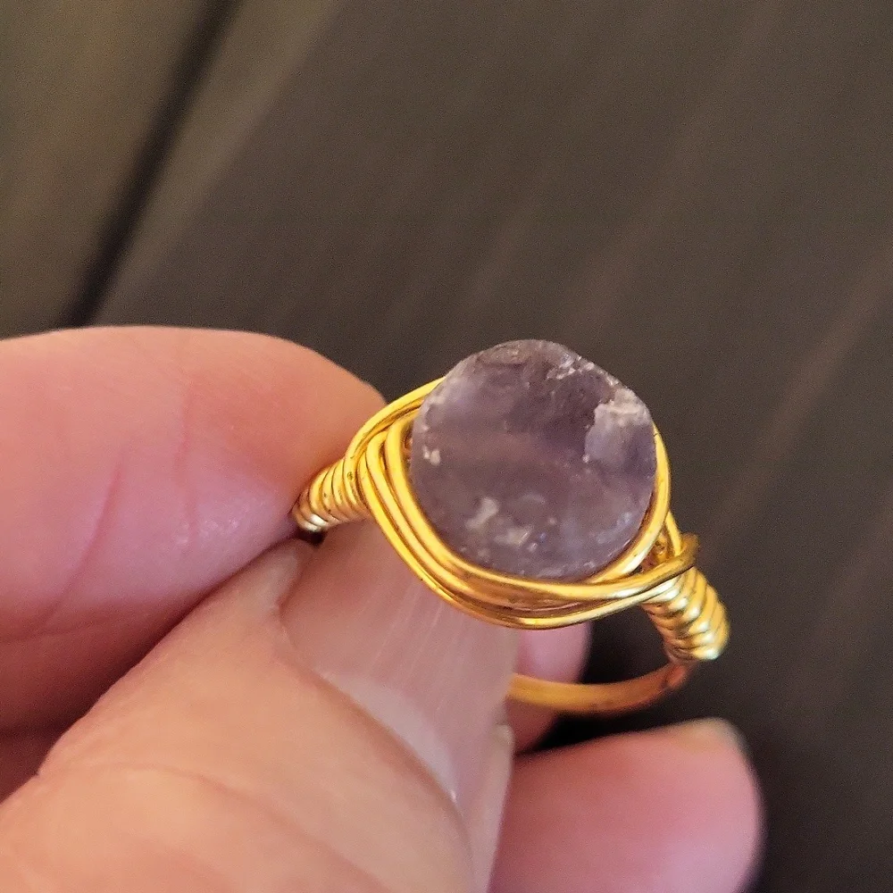 Raw Amethyst Gemstone Wire Wrap Ring